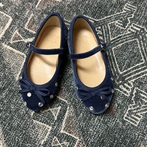 Janie and Jack Navy Mary Jane Flats with Bow and Studs